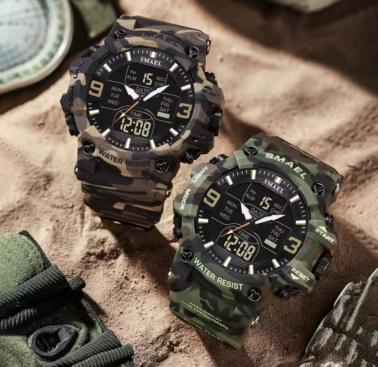 Montre militaire homme – Sport étanche camouflage double affichage - Top Militaire