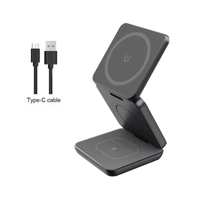 Chargeur sans fil 3 en 1 pliable magnétique – Station rapide pour iPhone 15/14/13/12 Pro Max, Apple Watch 8/9 et AirPods - Top Militaire