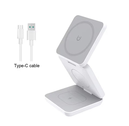 Chargeur sans fil 3 en 1 pliable magnétique – Station rapide pour iPhone 15/14/13/12 Pro Max, Apple Watch 8/9 et AirPods - Top Militaire