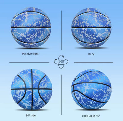 Ballon de basket lumineux réfléchissant – Brillant jour & nuit, résistant à l’usure, tailles 7/6/5, entraînement et loisirs en cuir PU souple - Top Militaire
