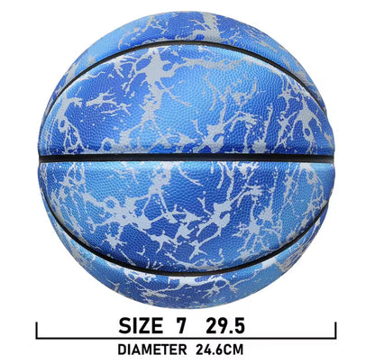 Ballon de basket lumineux réfléchissant – Brillant jour & nuit, résistant à l’usure, tailles 7/6/5, entraînement et loisirs en cuir PU souple - Top Militaire
