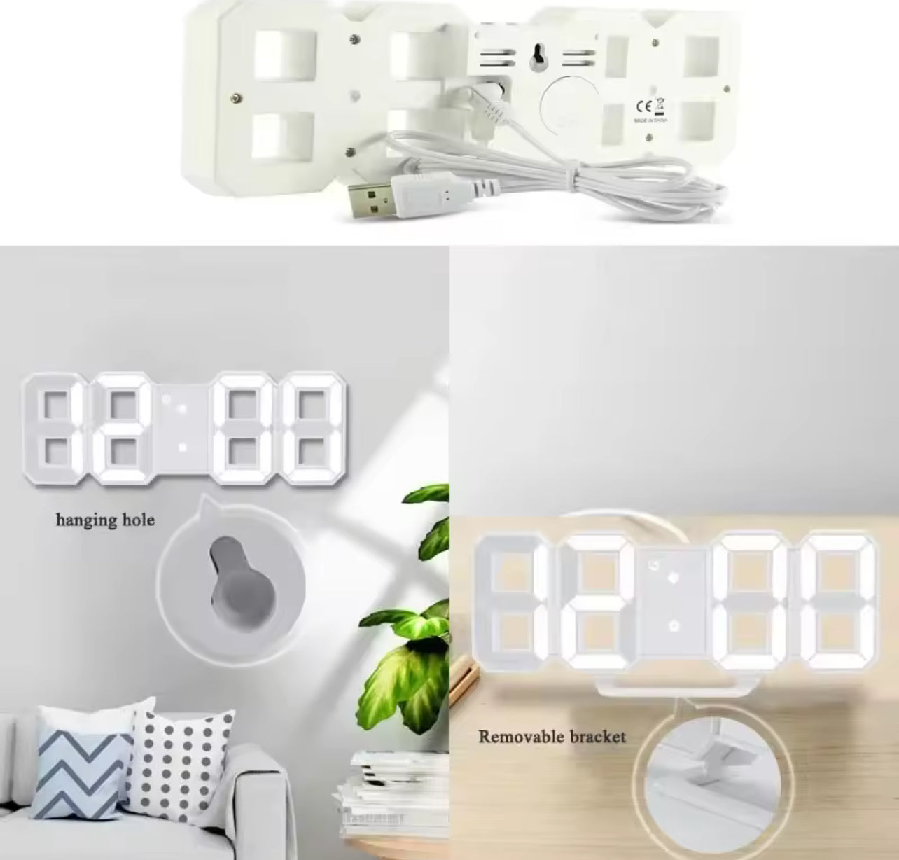 Réveil numérique LED 3D – Horloge murale moderne avec heure, date, température, pour maison, bureau, cuisine et déco intérieure - Top Militaire