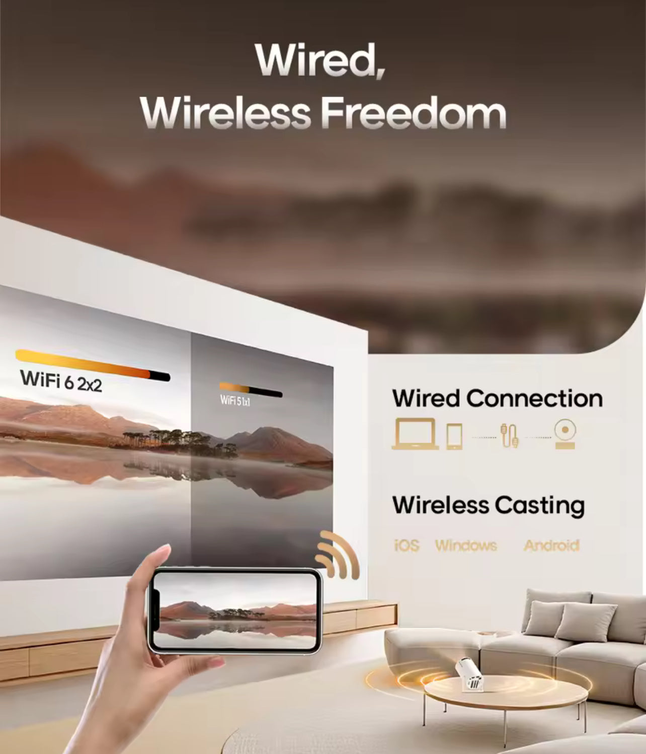 Projecteur Magnétique HY300 Pro 4K Android 11 – Mini Vidéoprojecteur Portable Home Cinéma - Top Militaire