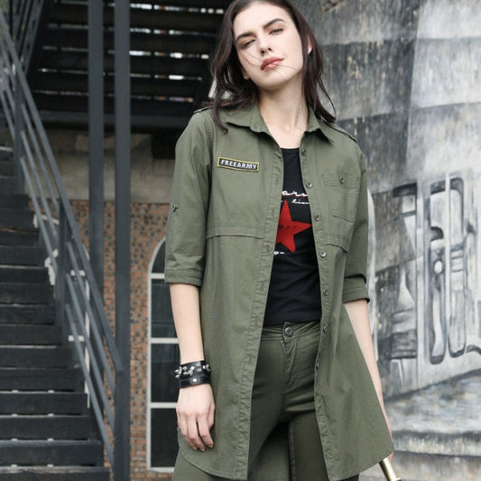 Chemise militaire longue pour femmes - Top Militaire
