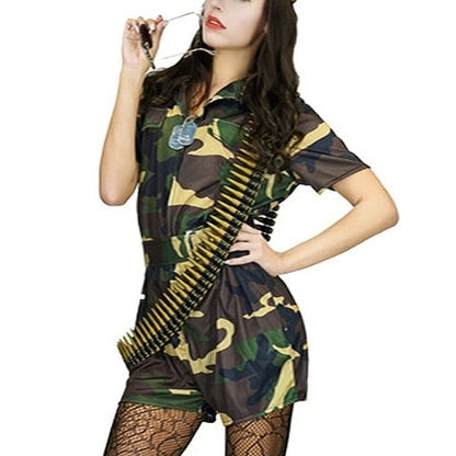 Déguisement militaire camouflage pour femme - Top Militaire