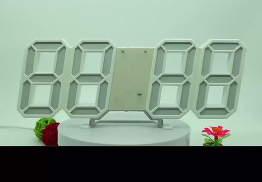 Réveil numérique LED 3D – Horloge murale moderne avec heure, date, température, pour maison, bureau, cuisine et déco intérieure