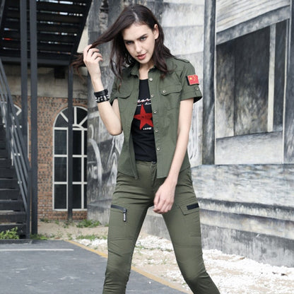 Chemise militaire à manches courtes pour femme - Top Militaire